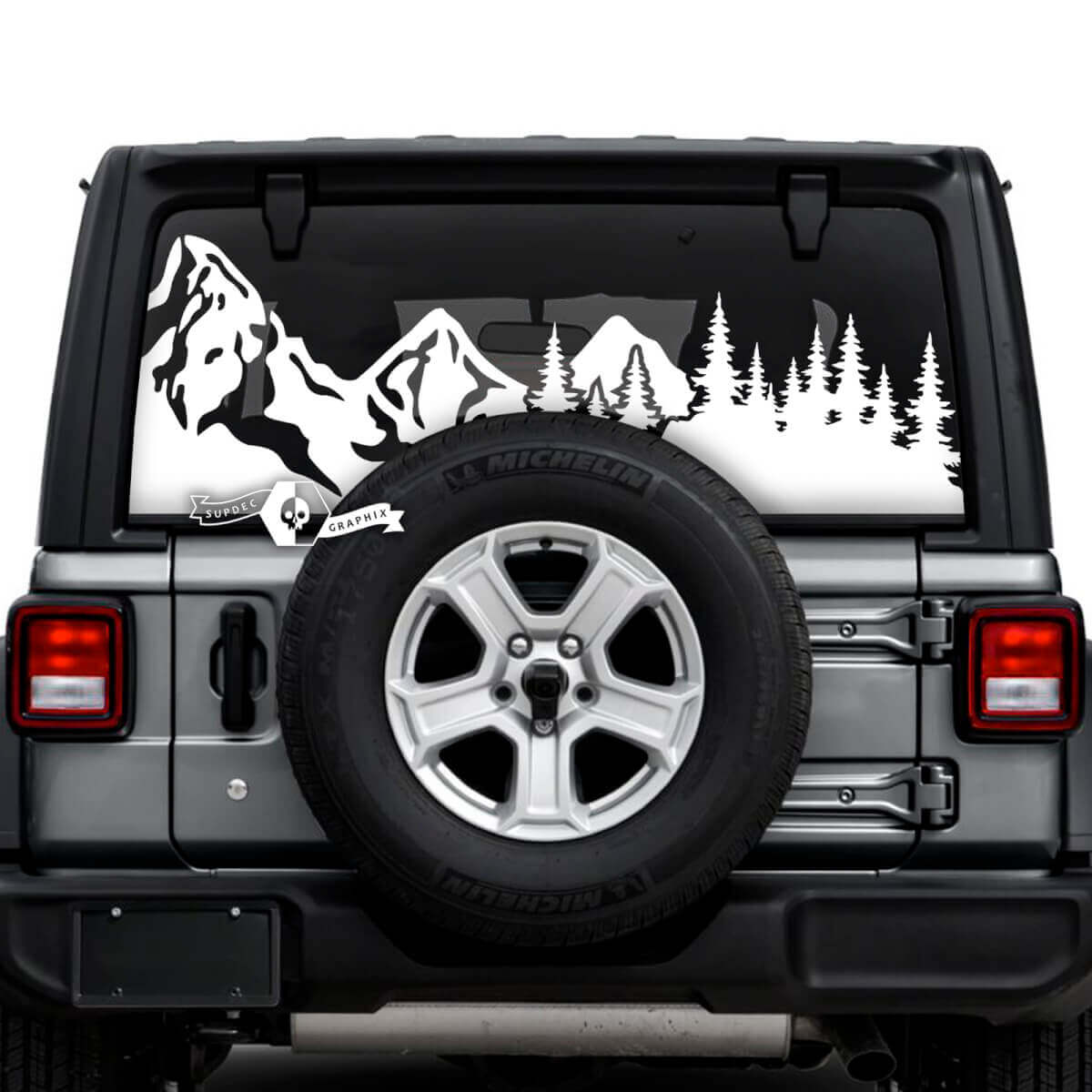 Mud Splash Mountains Forest Tire Track Rear Window Vinyl Stickers Decals for Jeep Wrangler Unlimited