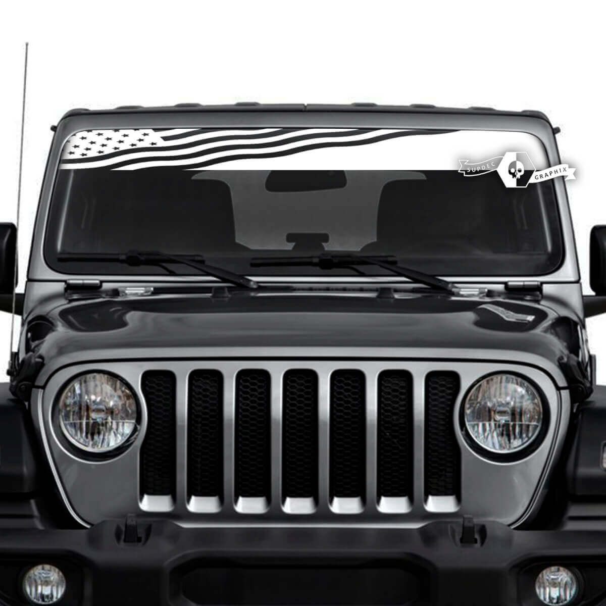 Flag USA Windshield Vinyl Stickers Decals for Jeep Wrangler Unlimited