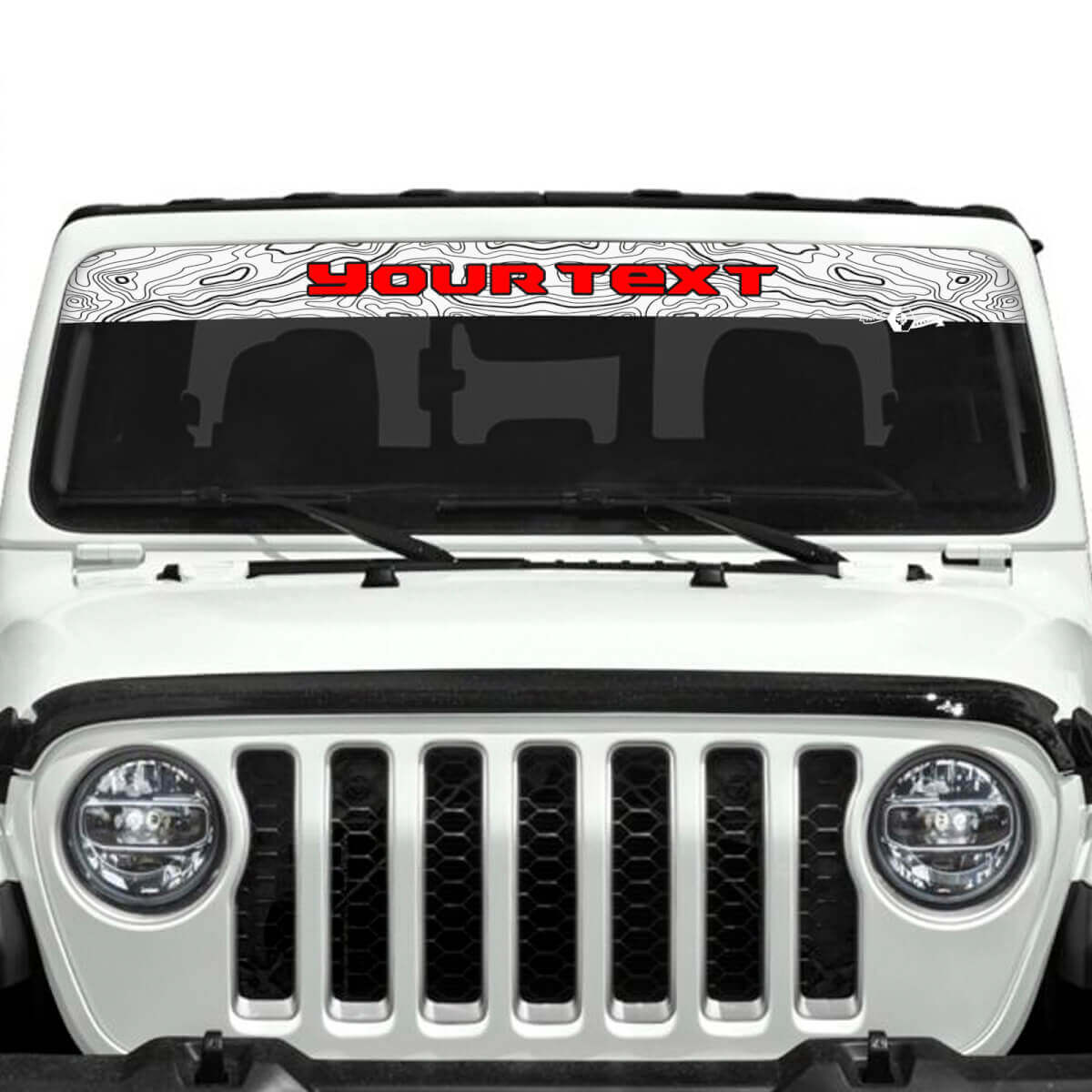 Logo Topographic Map Windshield Vinyl Stickers Decals 2 Colors for Jeep Gladiator
