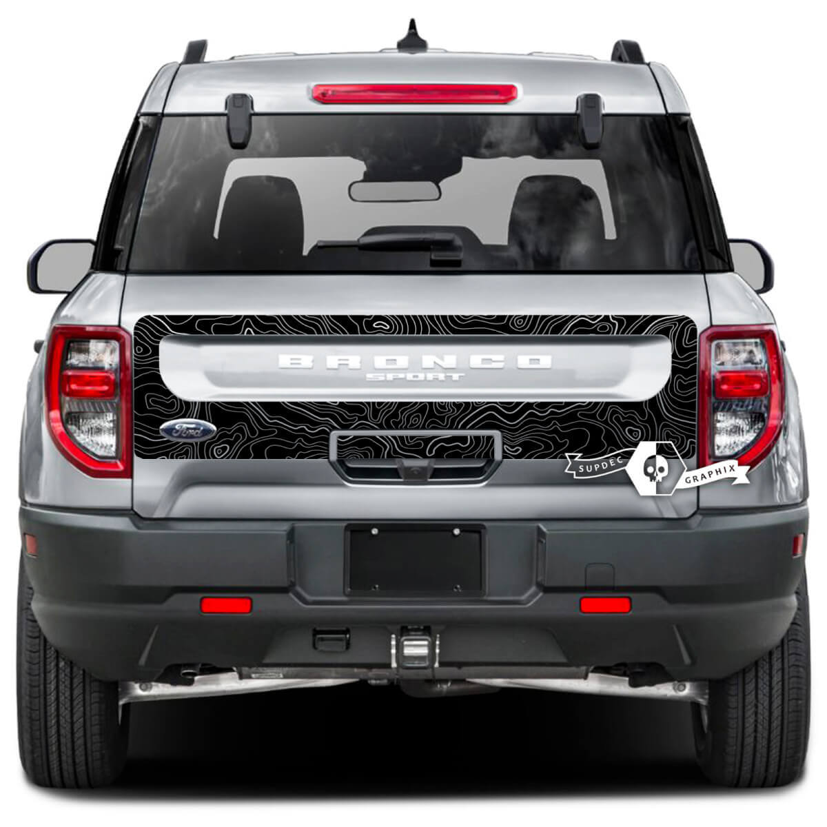 Tailgate Bed Topographic Map Splash Wrap Decals Stickers for Musclecar horse