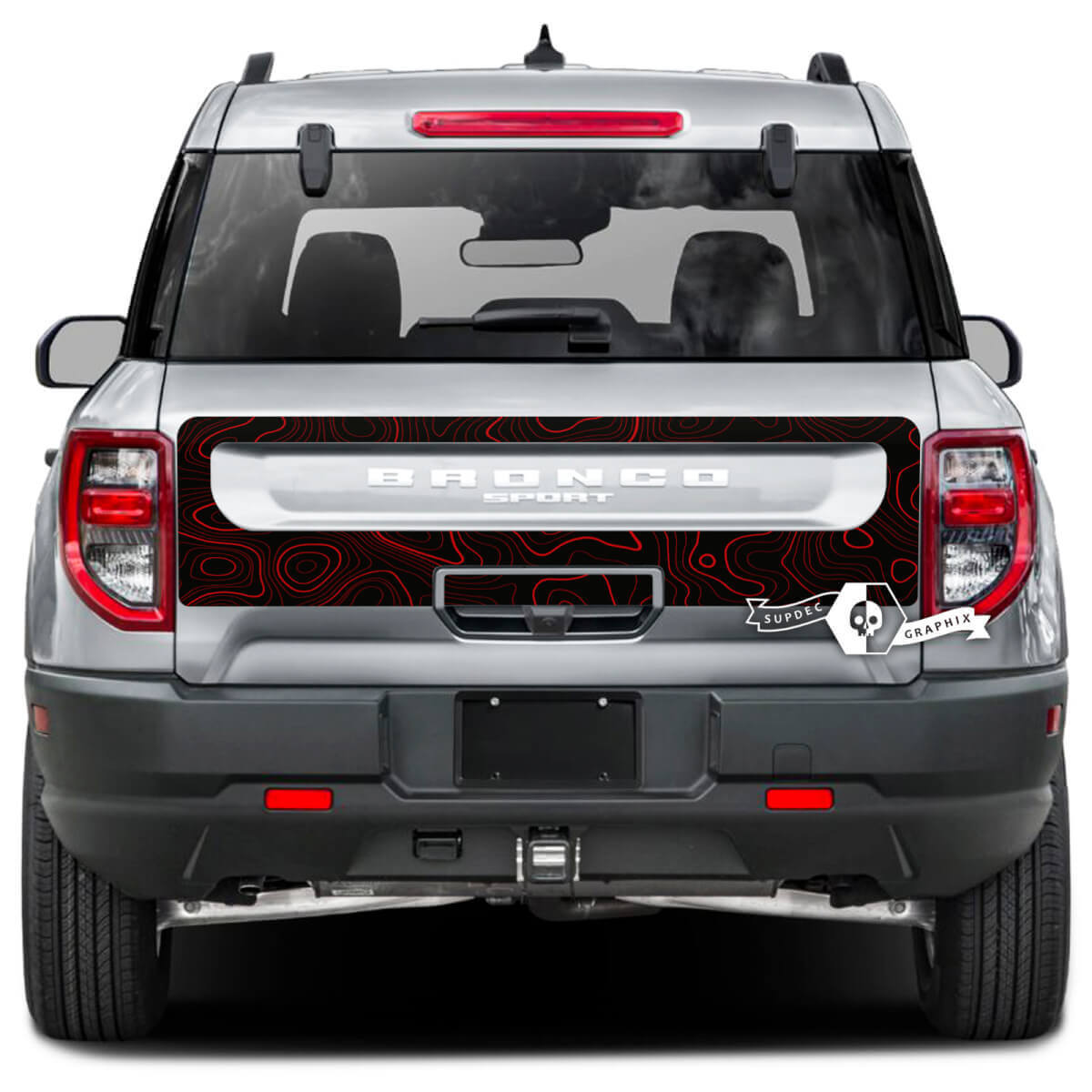 Topographic Map Tailgate Vinyl Decals Stickers for Ford Bronco Sport