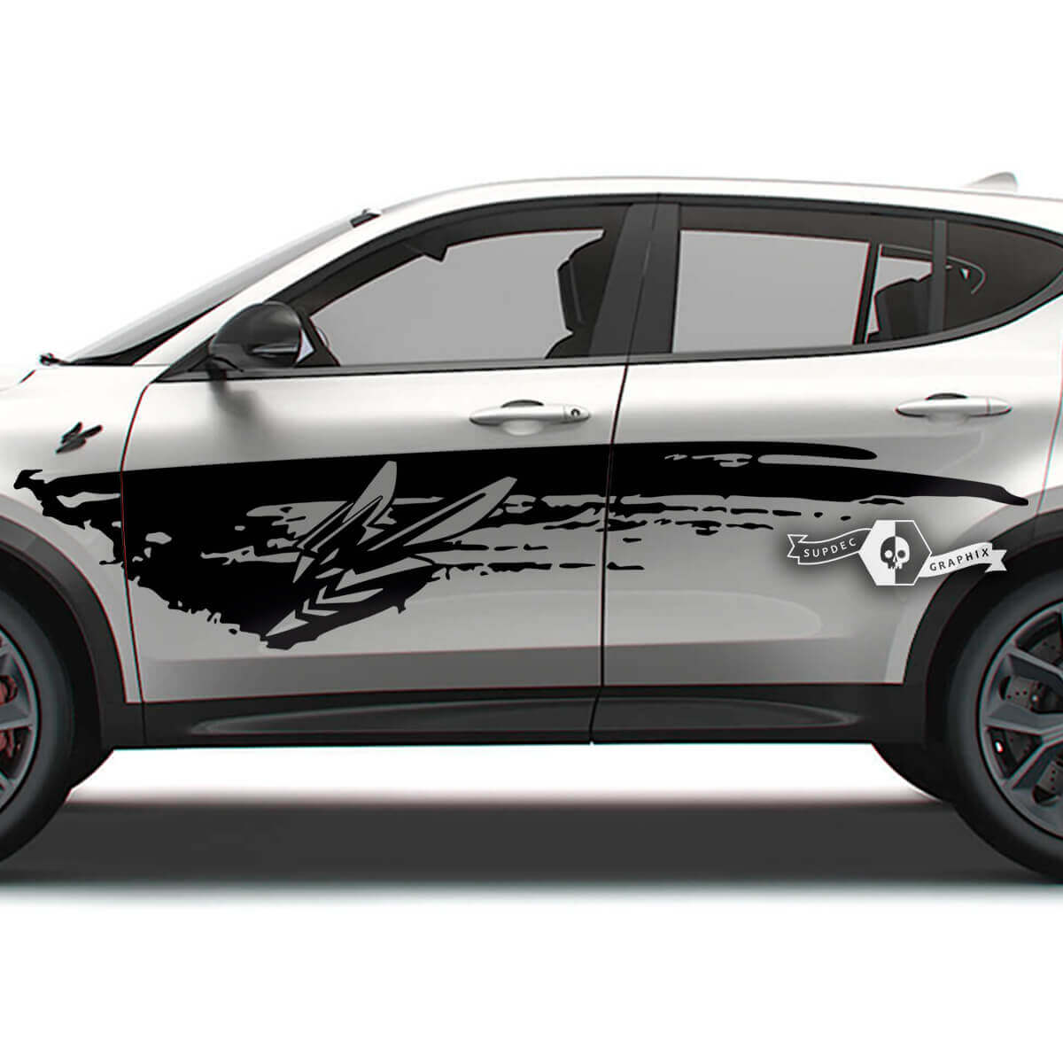 Pair Doors Side Stripes Wrap Mud Logo Dazzle Paint Destroyed Vinyl Decals Stickers for Dodge Hornet