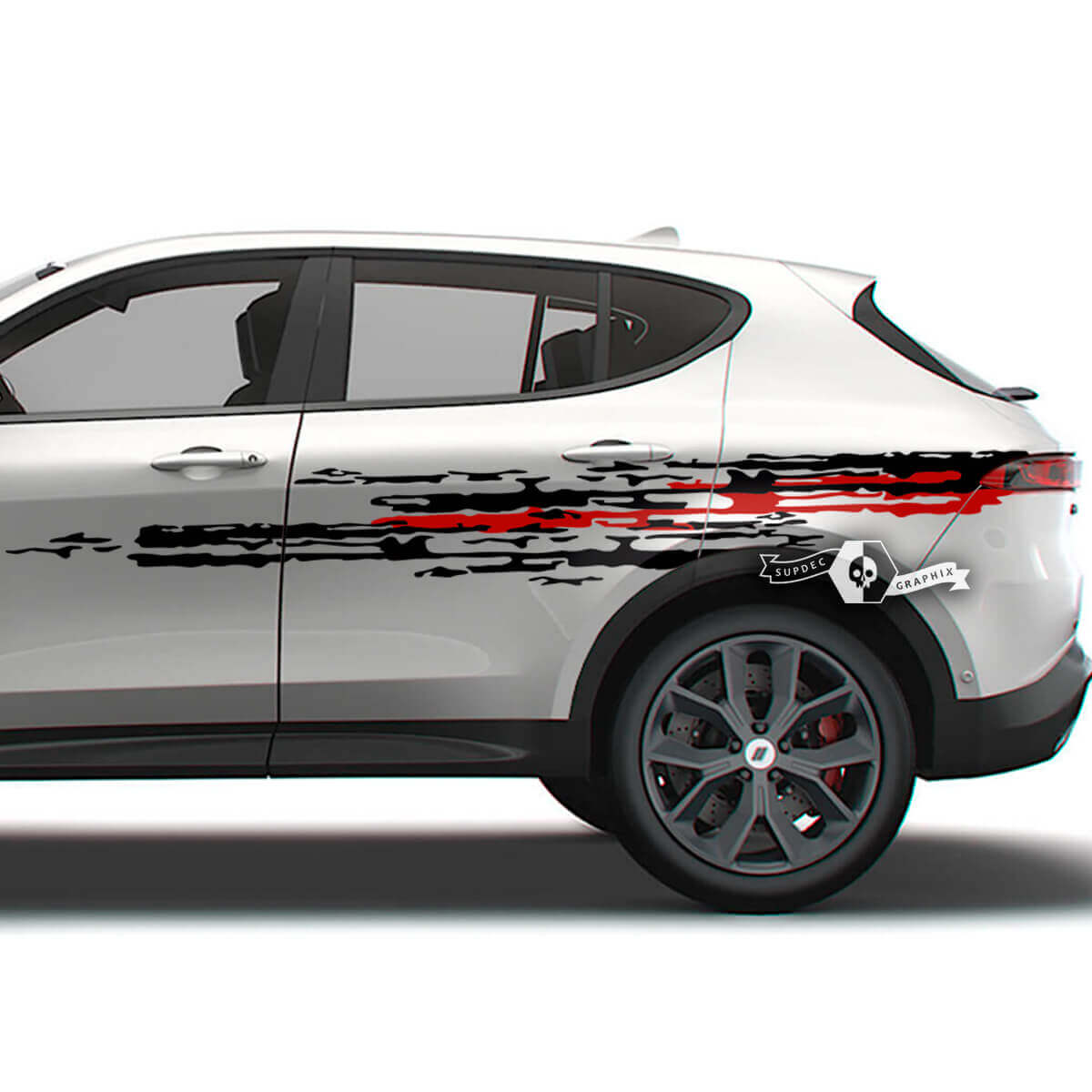 Pair Doors Side Stripes Splash Wrap Mud Dazzle Paint Destroyed Vinyl Decals Stickers 2 Colors for Dodge Hornet