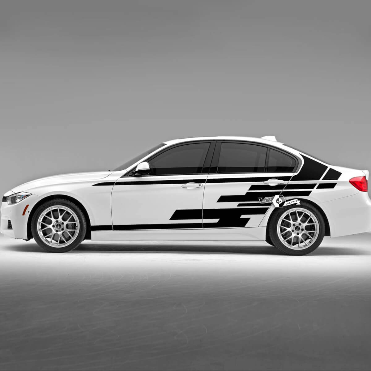 Pair BMW Hood Doors Side Stripes Rally Motorsport Geometry Graphics Vinyl Decal Sticker F30 G20