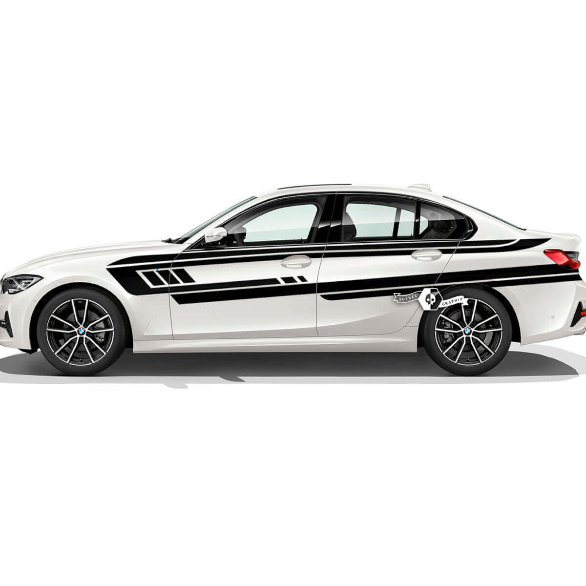 Pair BMW Hood Doors Side Stripes Rally Motorsport Geometry Vinyl Decal Sticker F30 G20
