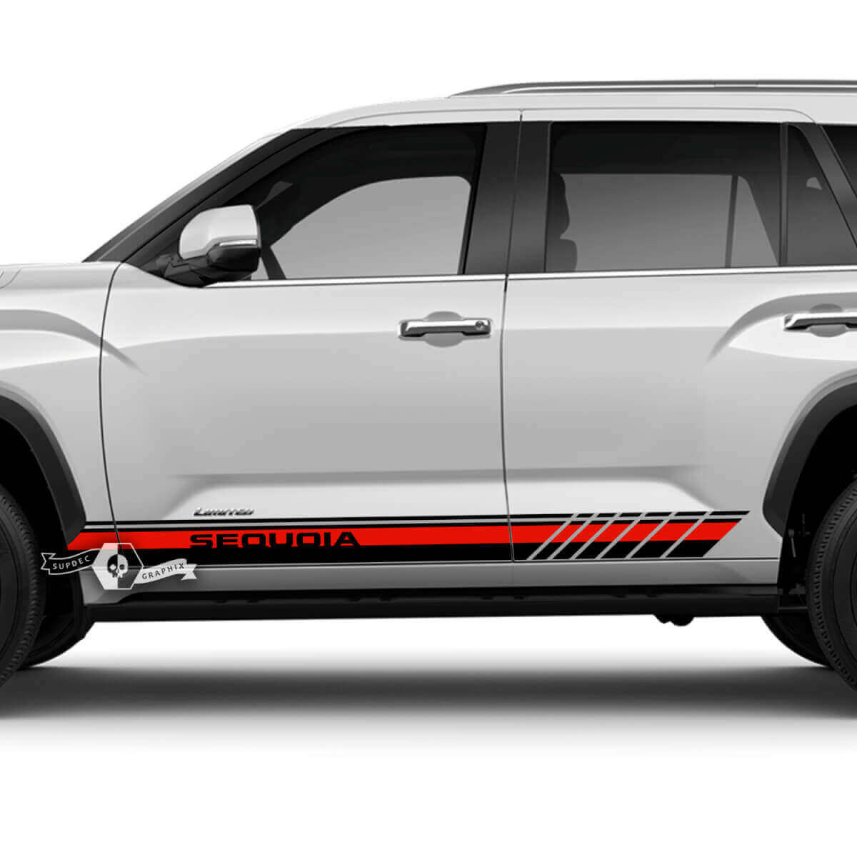 Pair Toyota Sequoia Doors Rocker Panel Stripe Lines Off Road Vinyl Stickers Decal fit Toyota Sequoia 2 Colors