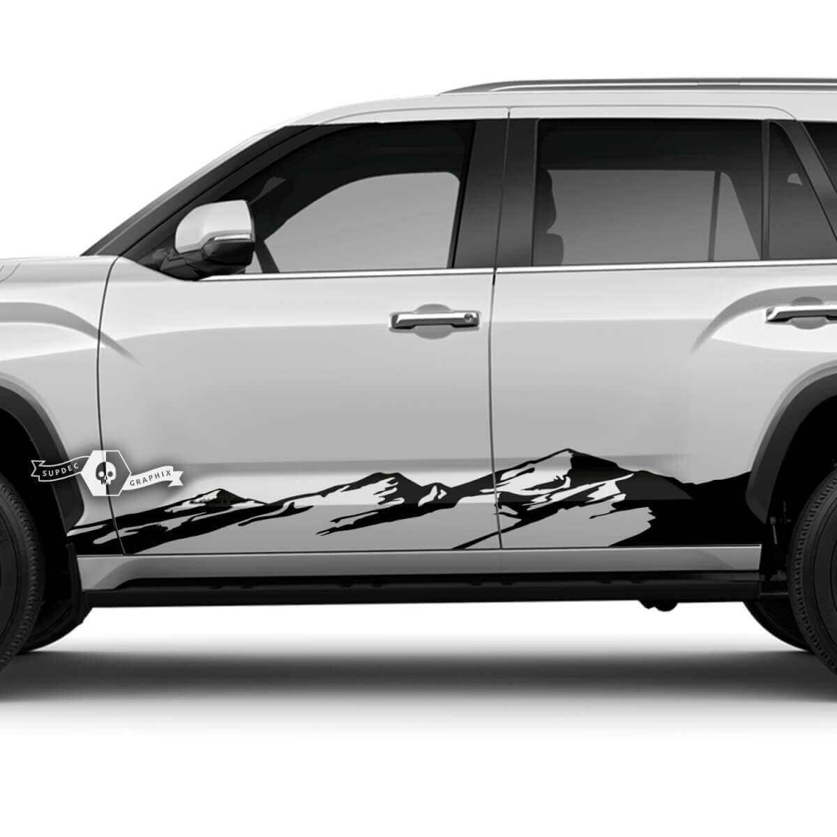 Pair Toyota Sequoia Doors Rocker Panel Stripe Off Road Mountains Vinyl Stickers Decal fit Toyota Sequoia 