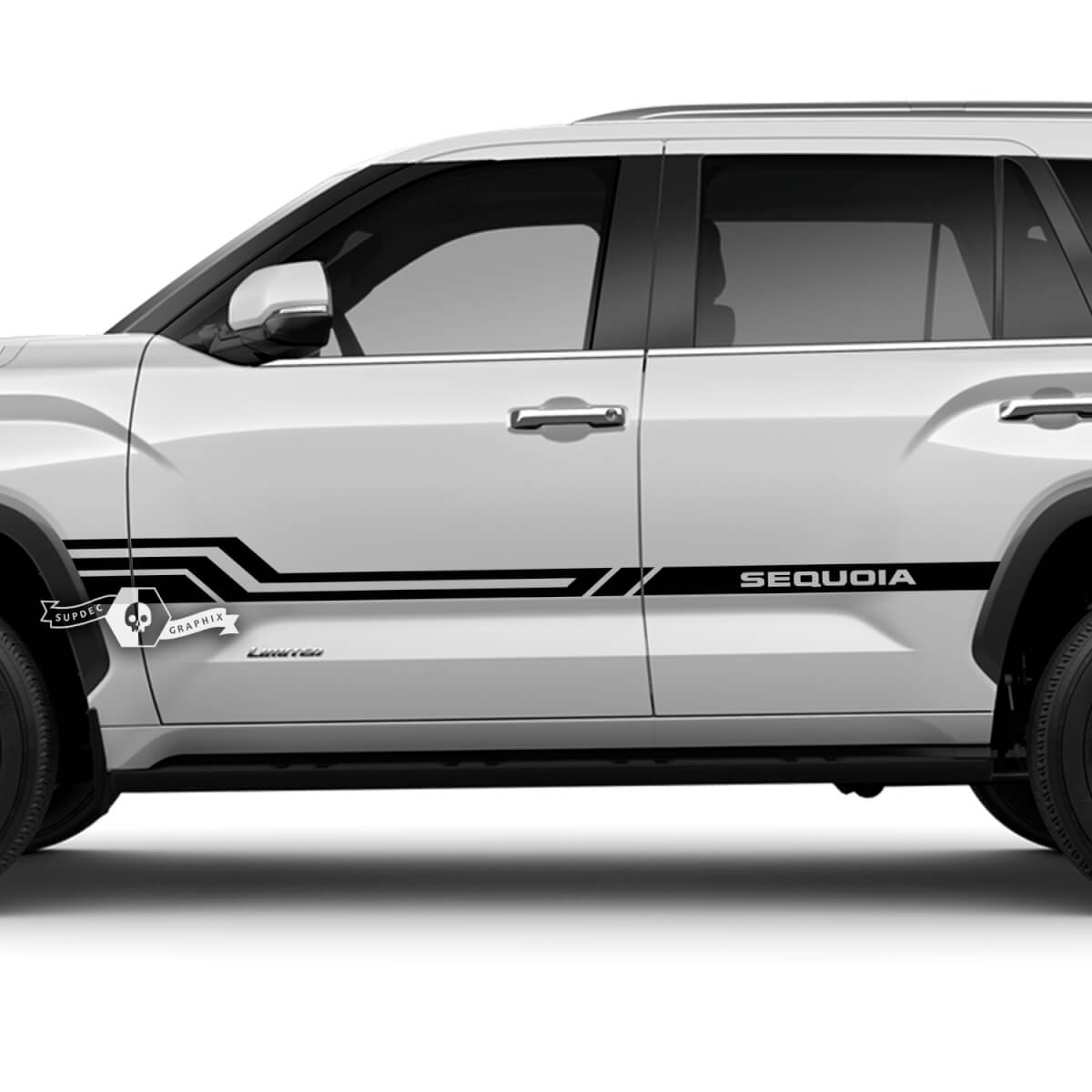 Pair Toyota Sequoia Doors Rear Fender Stripe Logo Vinyl Stickers Decal fit Toyota Sequoia 