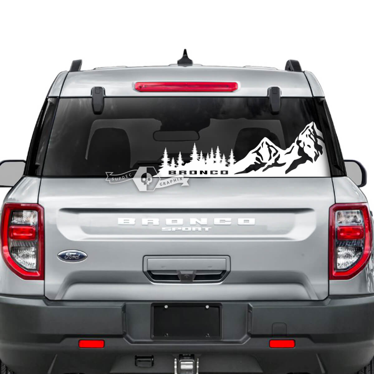 Ford Bronco Rear Window Forest Mountain Stripes Graphics Stickers Decals 