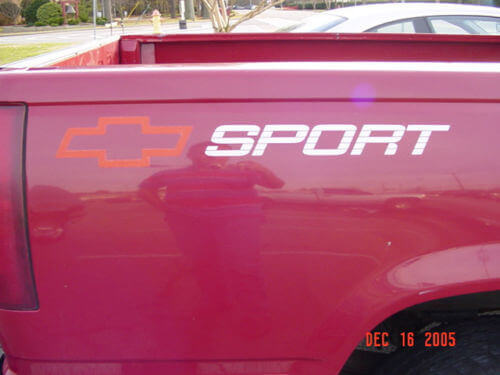 Chevrolet Logo Sport Truck Bedside Vinyl Decals Pair for Chevy Cars