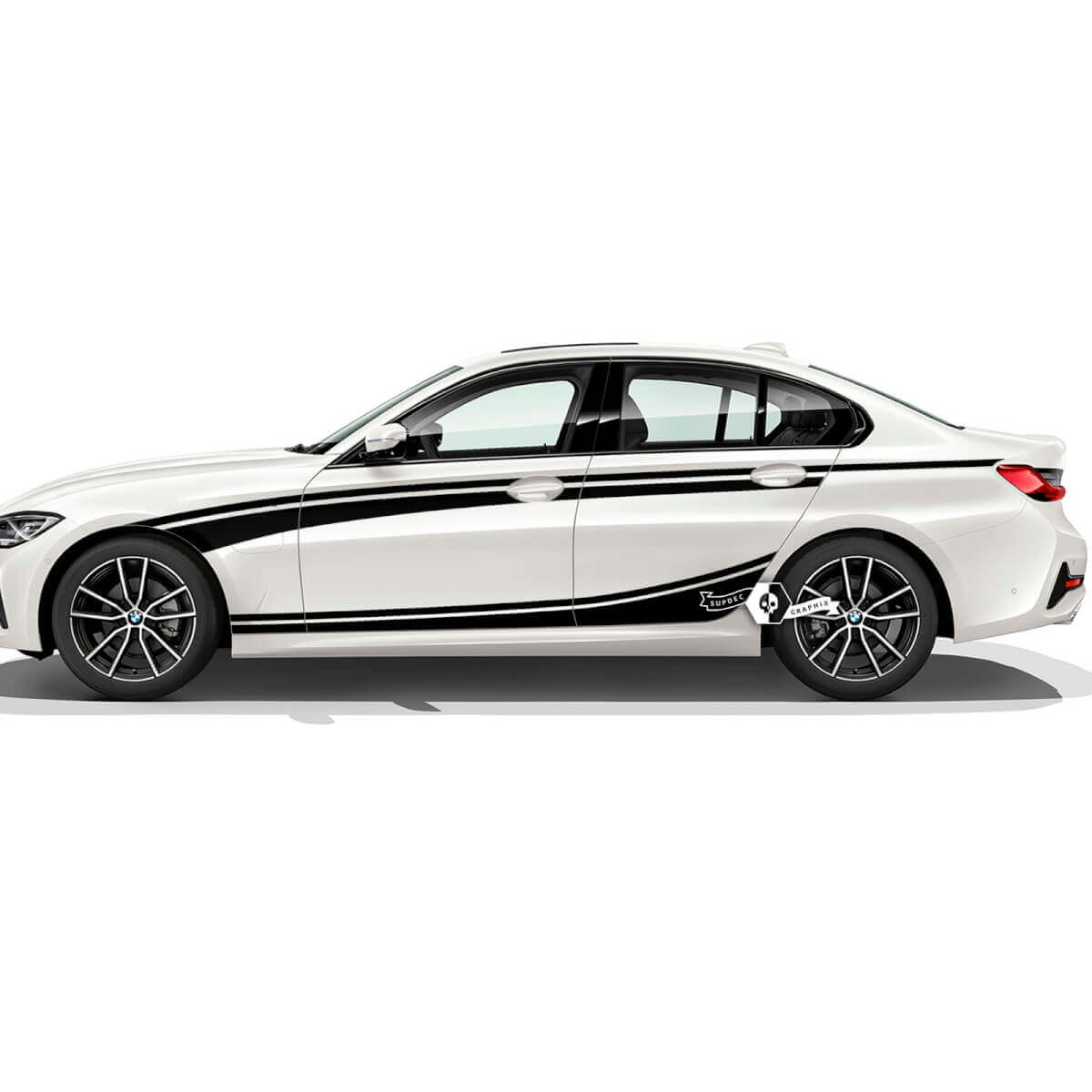 Pair BMW Doors Up Stripes Side Rally Motorsport Lines And Rocker Panel Trim Vinyl Decal Sticker F30 G20