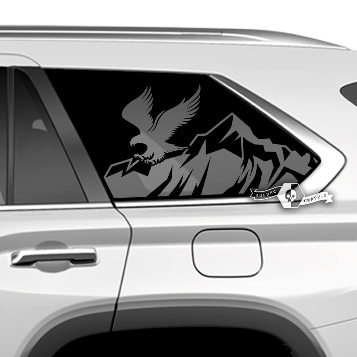 Pair Toyota Sequoia Door Side Window Bald Eagle Mountains Vinyl Stickers Decal fit Toyota Sequoia 