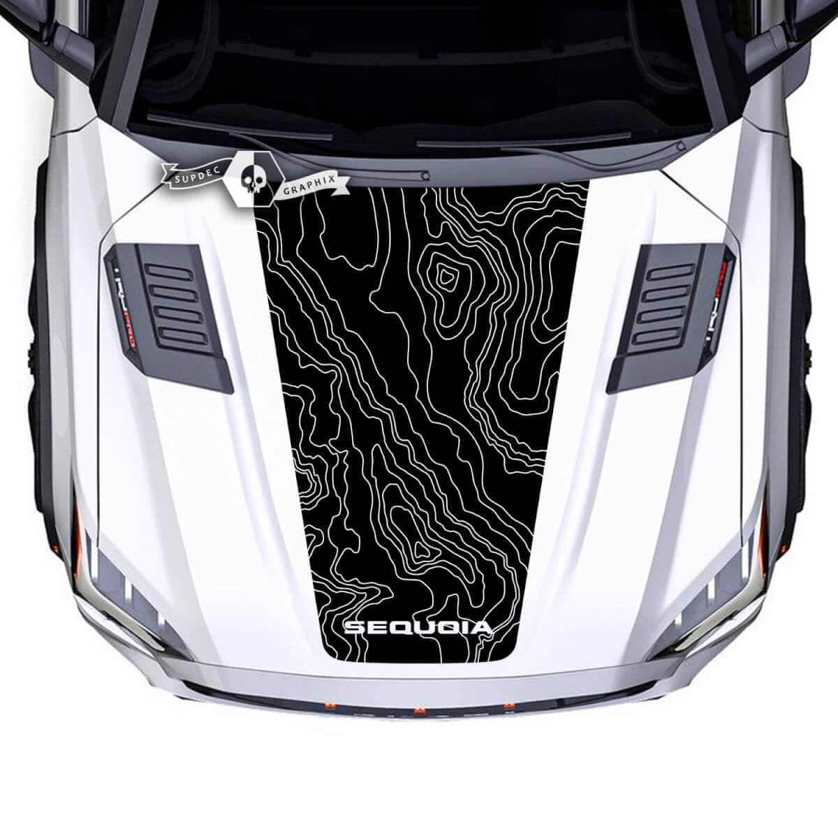 Toyota Sequoia Hood Topographic Map Logo Vinyl Stickers Decal fit to Toyota Sequoia 