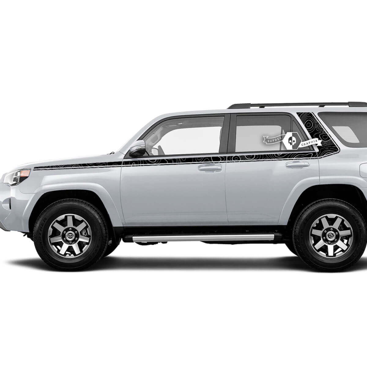 Topographic Style Side Curwed Stripes Vinyl Sticker Decal For Toyota 4Runner Gen 5