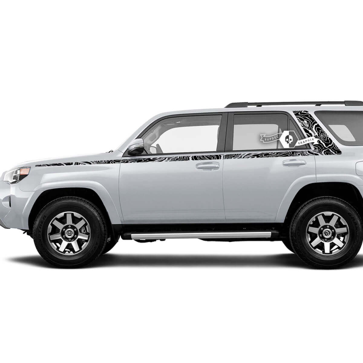 Topographic Style Lines Side Vinyl Sticker Decal For Toyota 4Runner Gen 5