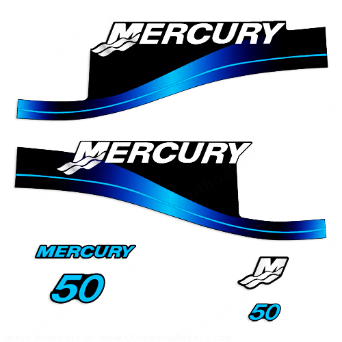 Mercury 50HP 2-Stroke Decal Kit - Blue Sticker Decal