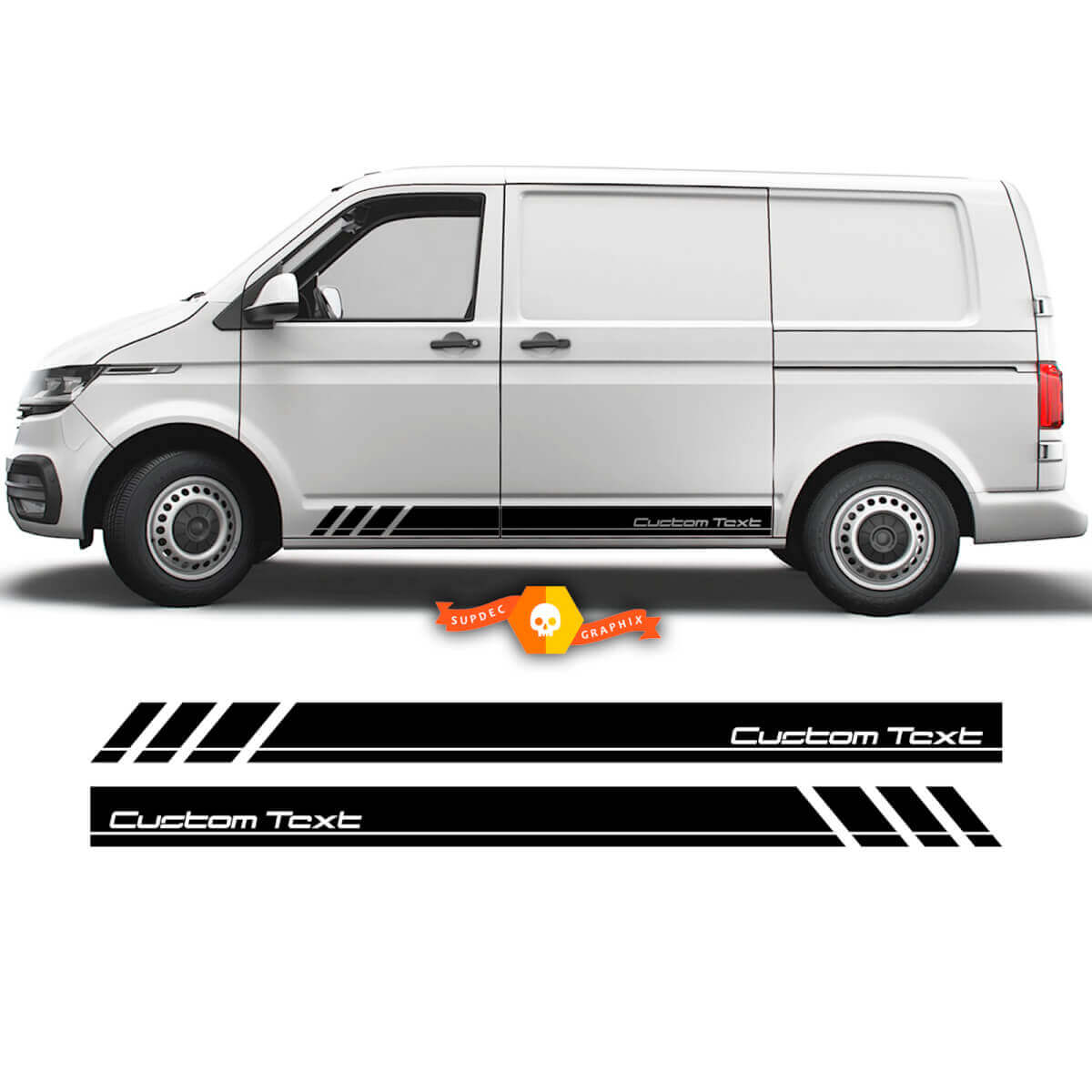 Custom Text Side Stripe Vinyl Decals Kit for Volkswagen Transporter T5-7