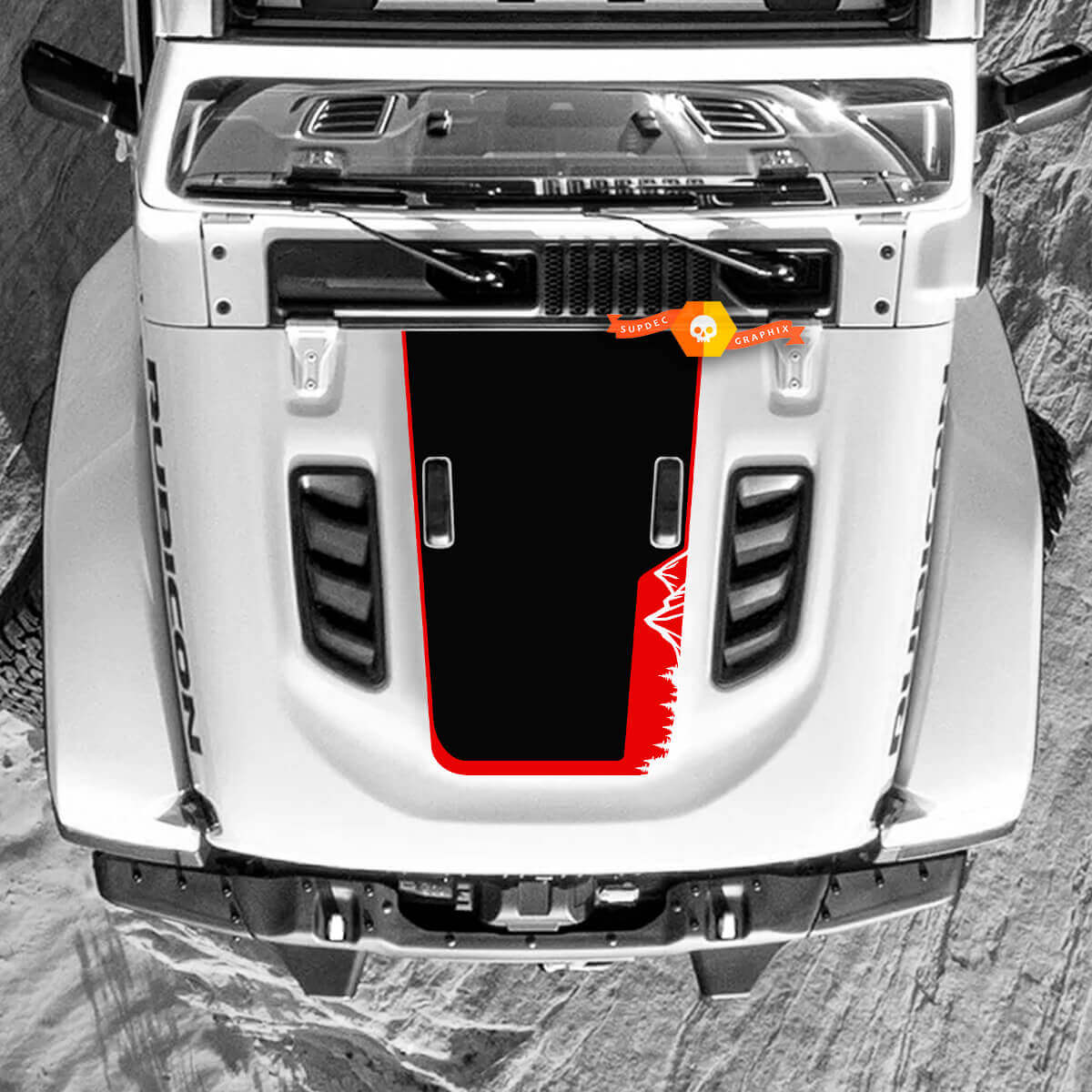 Mountains Forest Hood Vinyl Sticker Decal for Jeep Wrangler