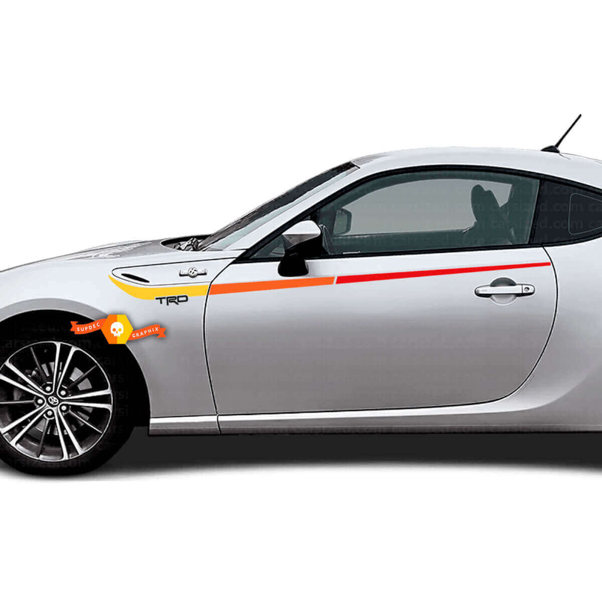 TRD Vintage Style Side Stripes Vinyl Decal Kit For Toyota GT86 