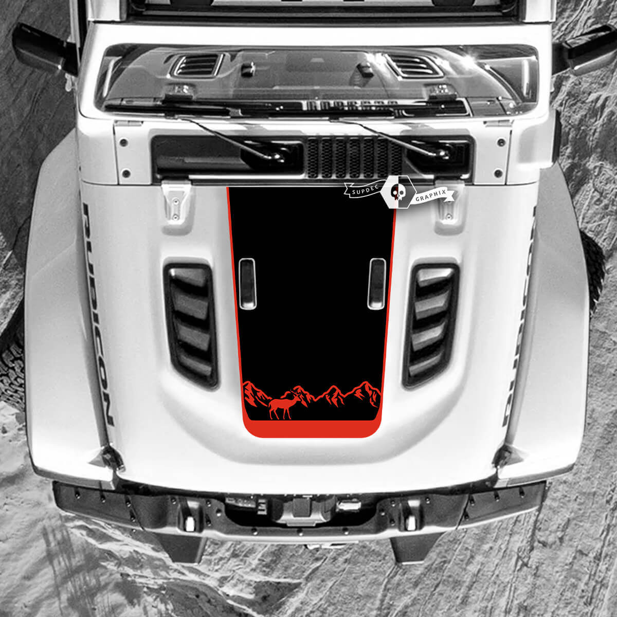 Mountains Forest Deer Hood Vinyl Decal Stickers for Jeep Wrangler