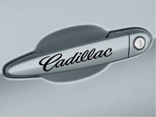 Cadillac Script Door Handle Vinyl Decal Pair for Cadillac 