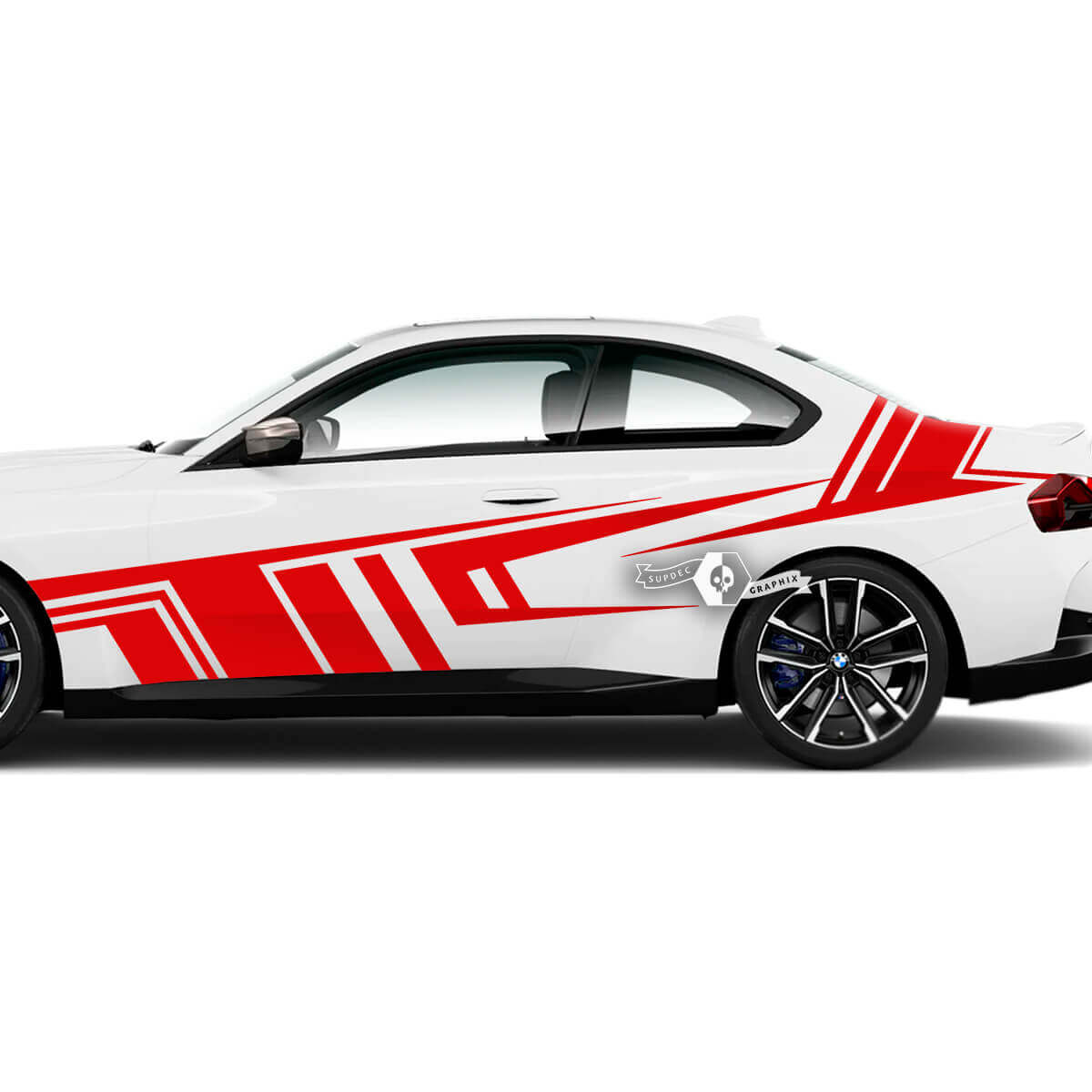 Pair BMW M2 M240 G42 F22 F87 M Performance Wrap Splash Side Fender Doors Lines Geometry Vinyl Decal Sticker