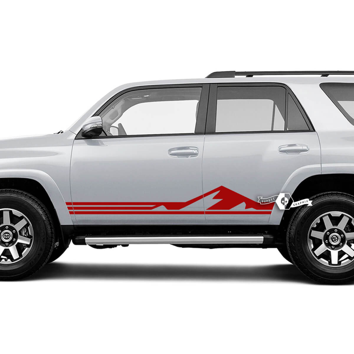 Pair 4Runner Side Door Vinyl Mountains Rocker Panel Lines Stripe Vinyl Decals Stickers fits Toyota 4Runner TRD 