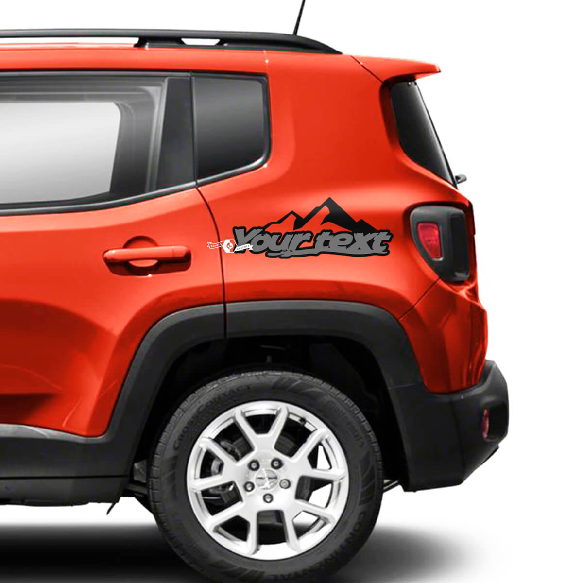 Custom Text Mountains Rear Side Fender Graphic Vinyl Decals Sticker Pair for Jeep Renegade