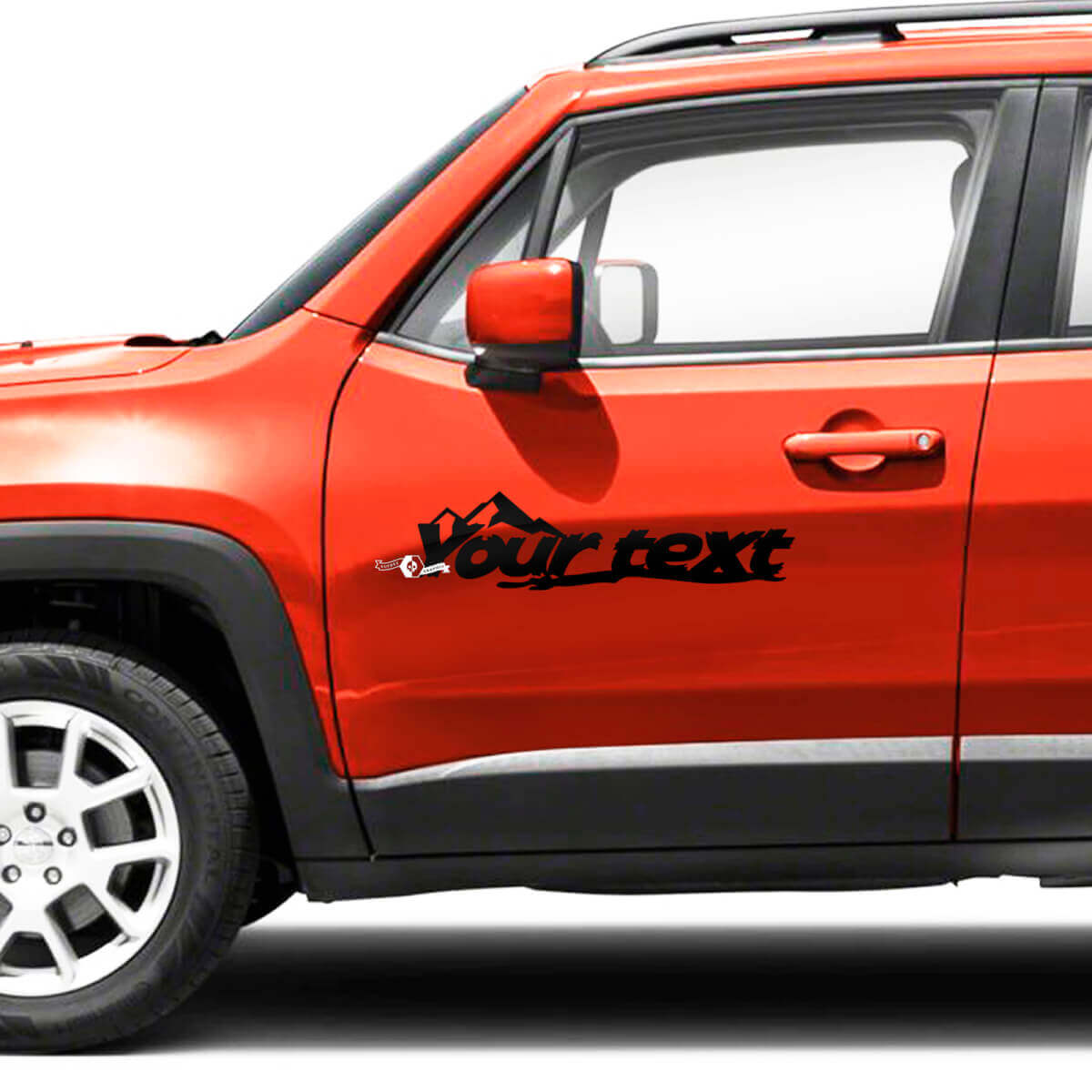 Mountains Custom Text Fender Hood Side Doors Vinyl Decals Sticker for Jeep Renegade
