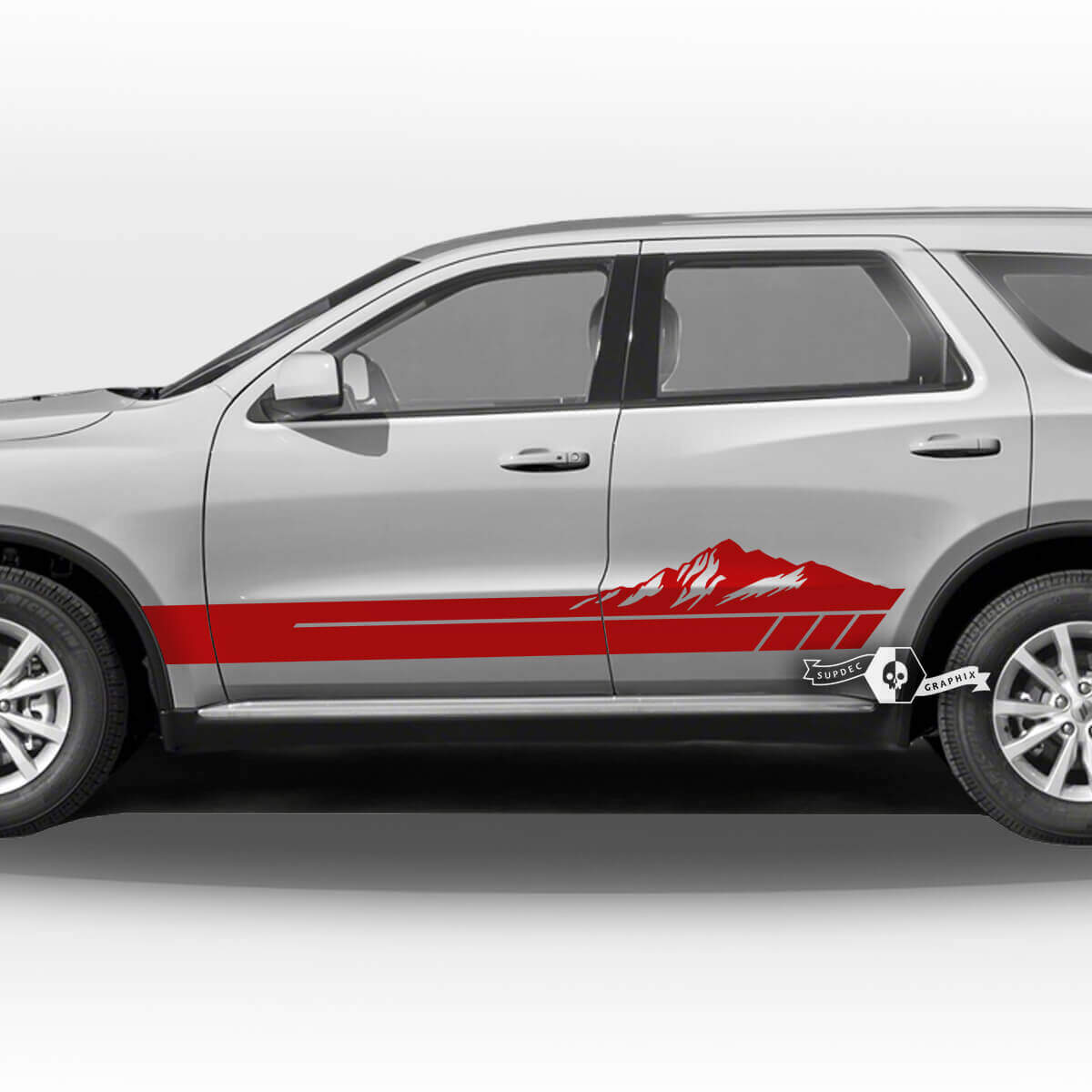 Pair Side Doors Rocker Panel Mountains Stripes Decal Vinyl Stickers for Dodge Durango