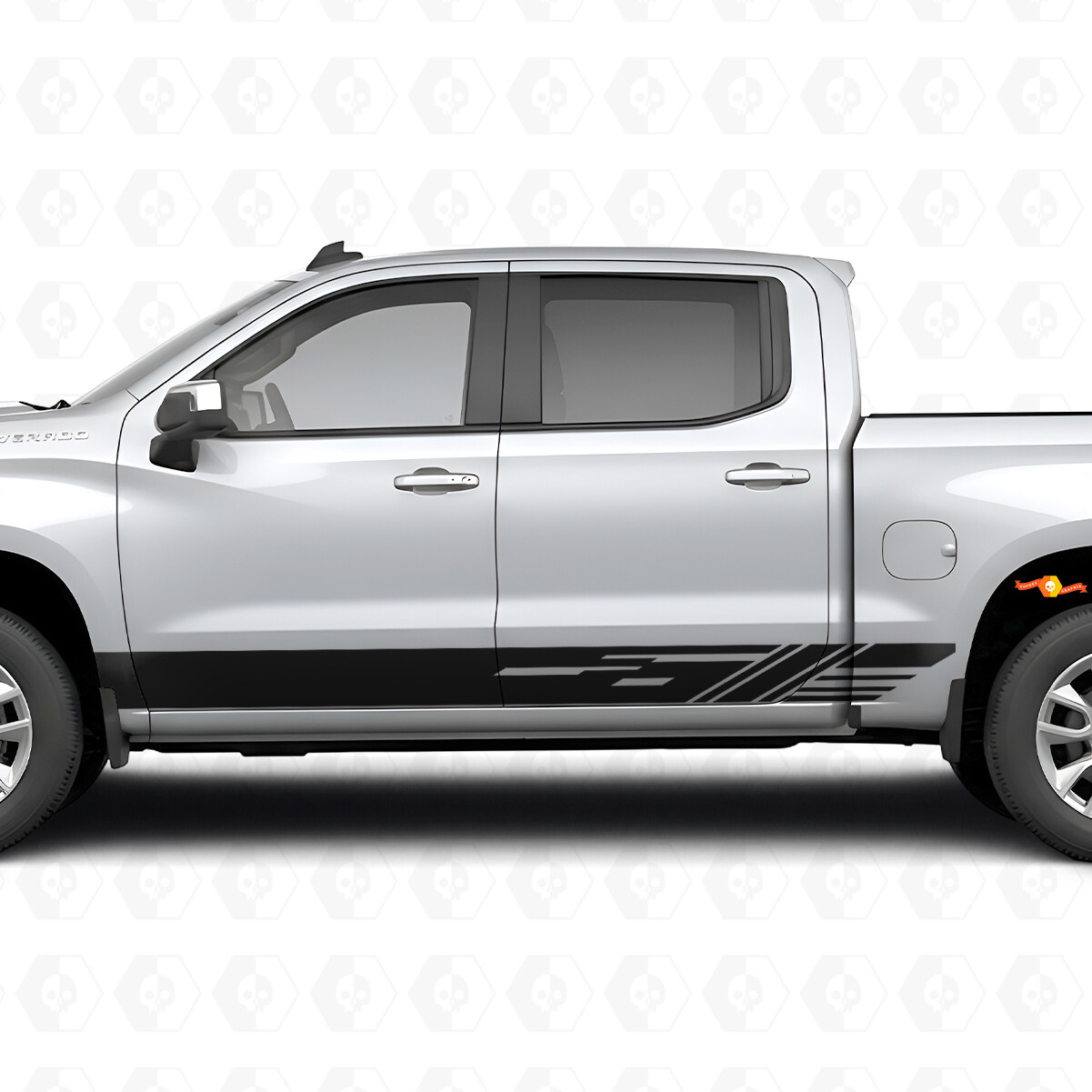 Diagonal Slot Door & Rocker Panel Vinyl Stripes for Chevrolet Silverado 1500 T1XX 2019-2026