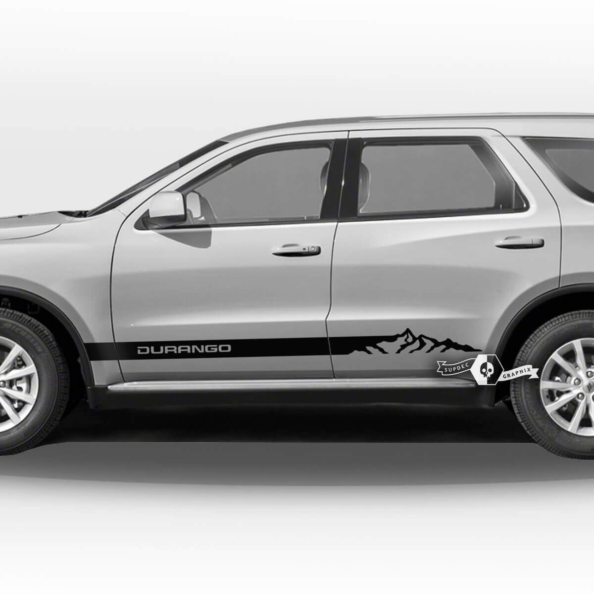 Pair Side Doors Rocker Panel Mountains Stripes Trim Decal Vinyl Stickers for Dodge Durango