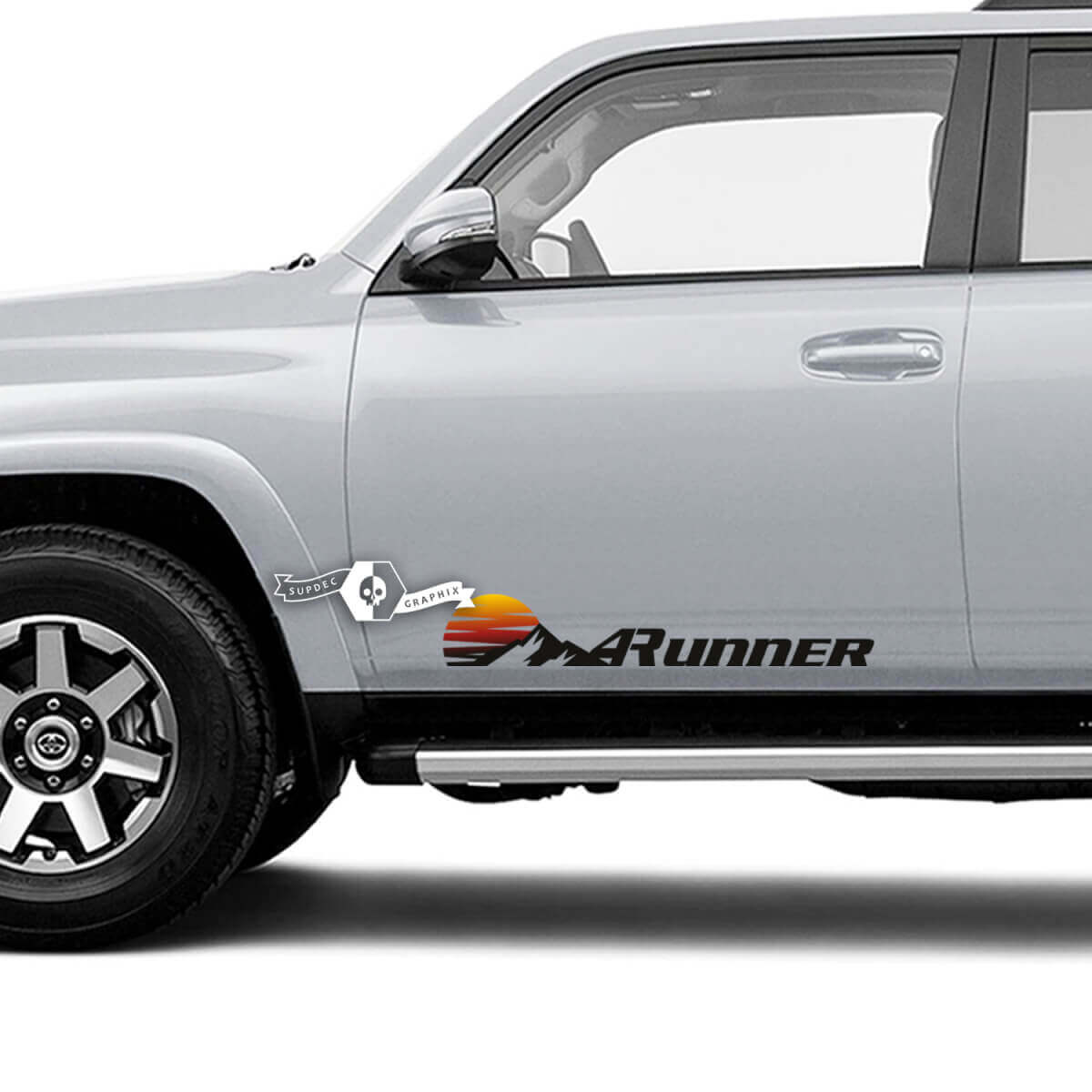 Pair of 4Runner Window Mountains SunSet Retro Side Door Vinyl Decals Stickers for Toyota 4Runner - Colored