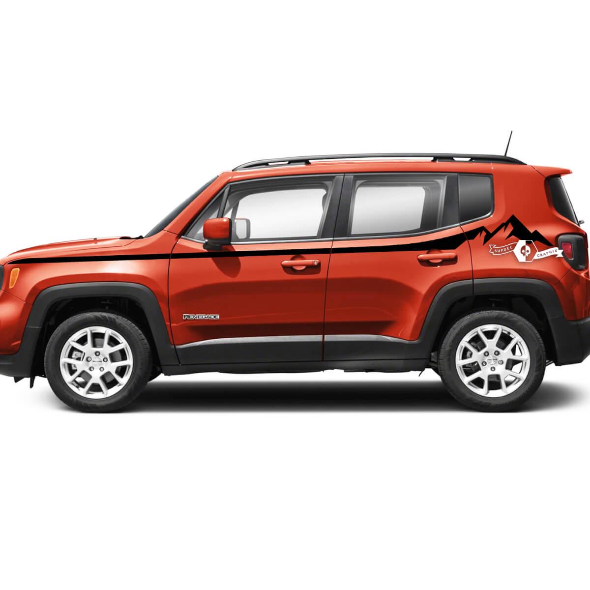 Pair Jeep Renegade Fender Mountain Doors Rear Side Stripe Graphic Vinyl Decal Sticker 