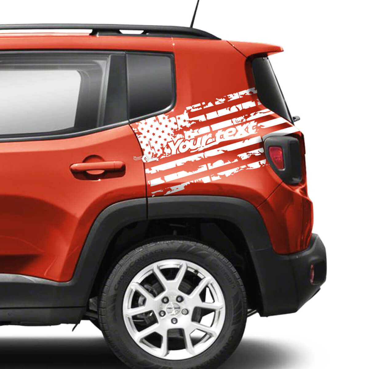 USA Flag Destroyed Rear Fender Vinyl Decal Sticker Mono Gradient for Jeep Renegade
