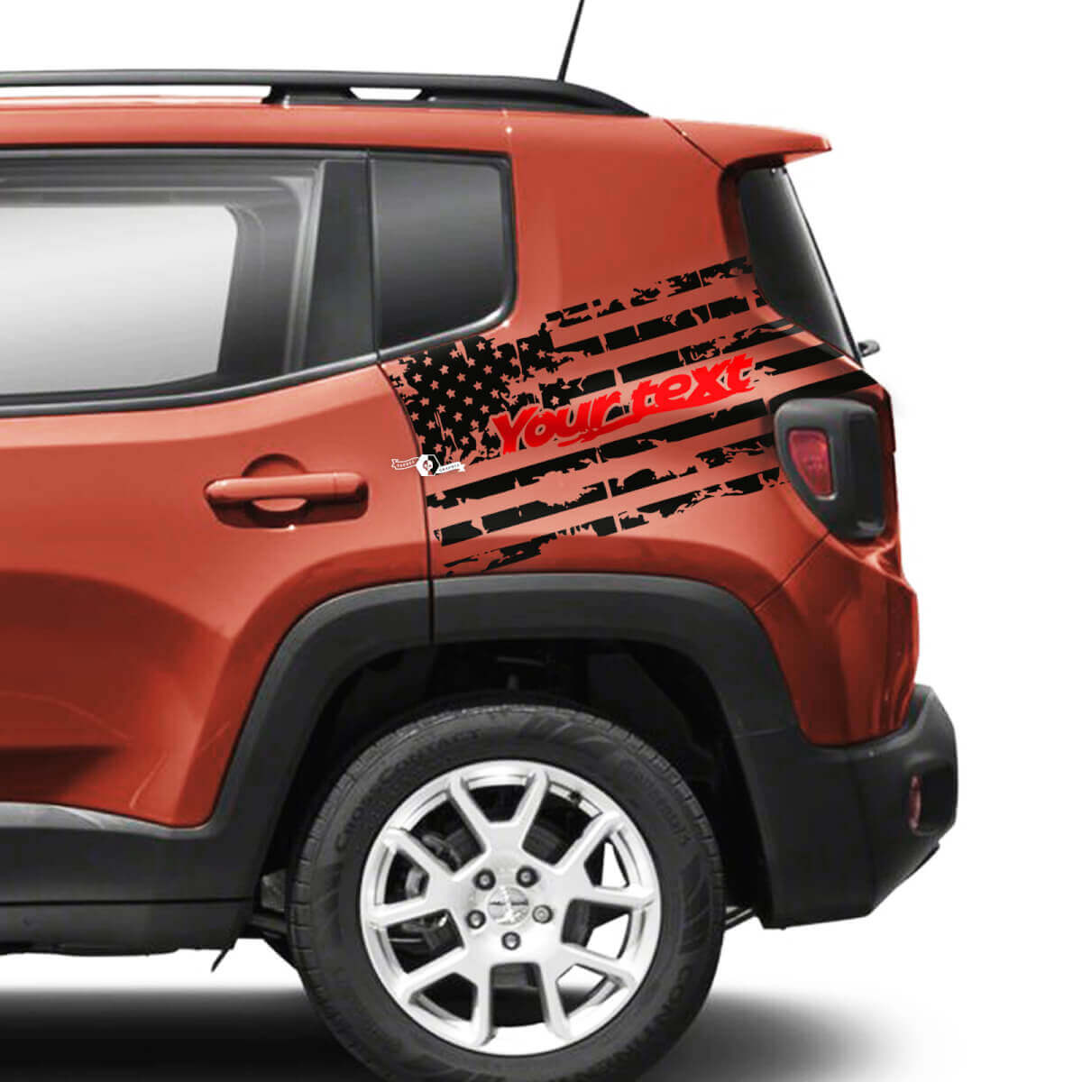USA Flag Destroyed Rear Fender Vinyl Decal Sticker 2 Colors for Jeep Renegade