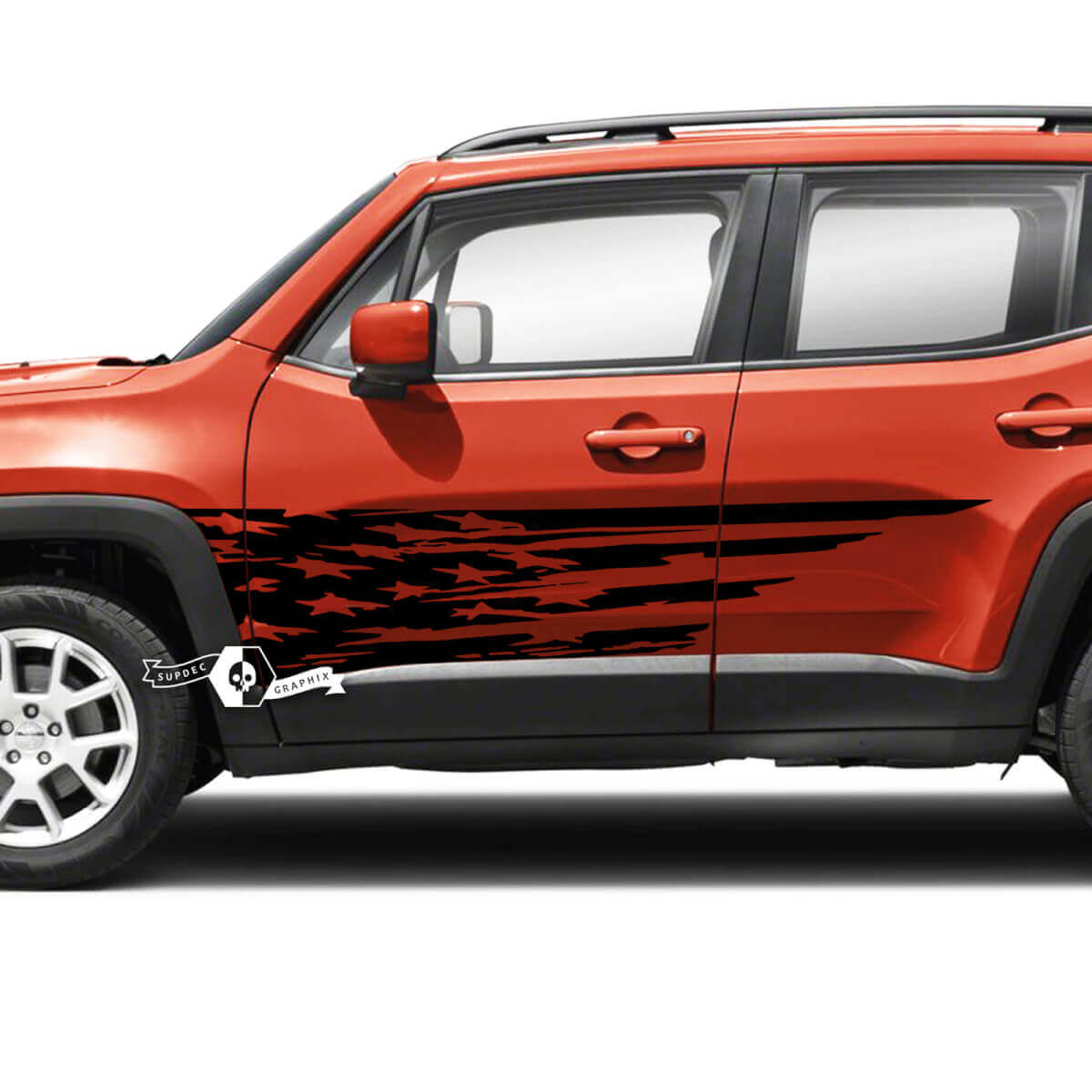 USA Flag Destroyed Doors Vinyl Decal Sticker for Jeep Renegade