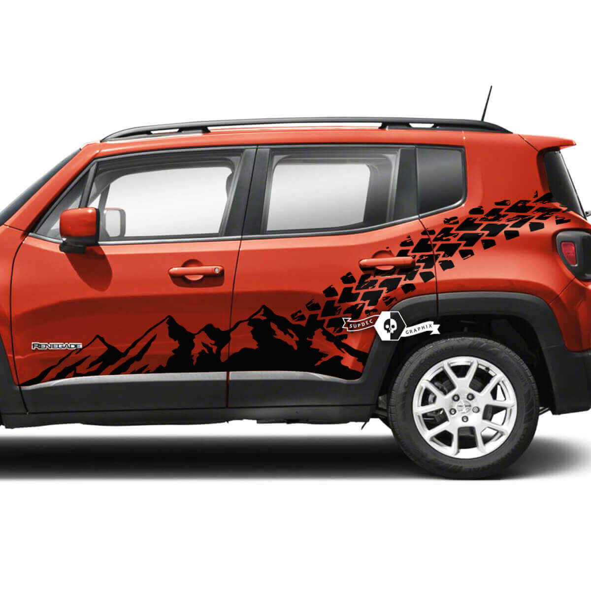 Mountain Side Stripe Rear Fender Tire Track Trim Graphic Vinyl Decal Sticker for Jeep Renegade Doors