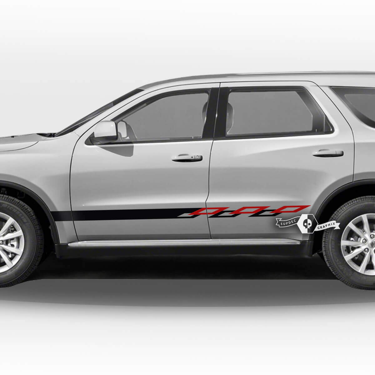 Pair Side Doors Rocker Panel Trim Checkerboard Flag Stripes Decal Vinyl Stickers 2 Colors for Dodge Durango