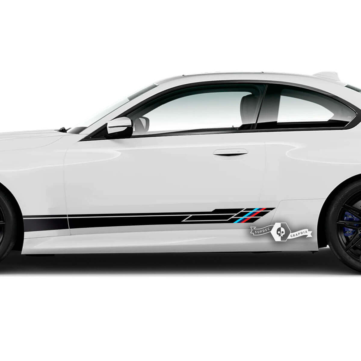 2x BMW M Performance Side Skirt Stripes Vinyl Decals - M Sport Style, Matte Finish