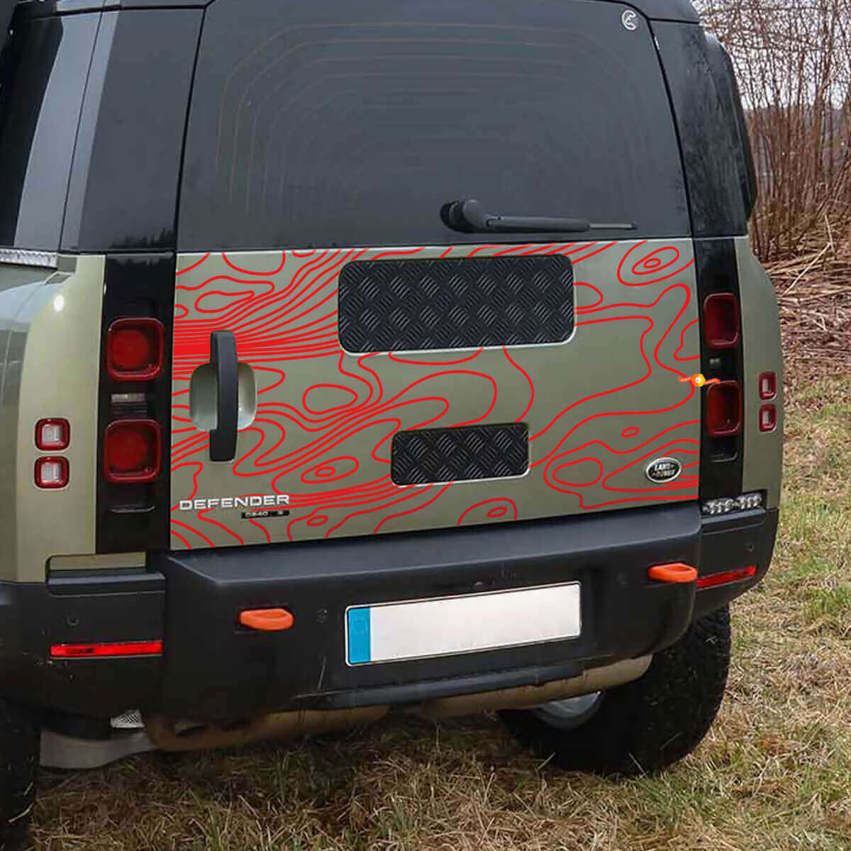 Trunk Door Topographic Map Decal For Land Rover Defender 110 Vinyl Sticker