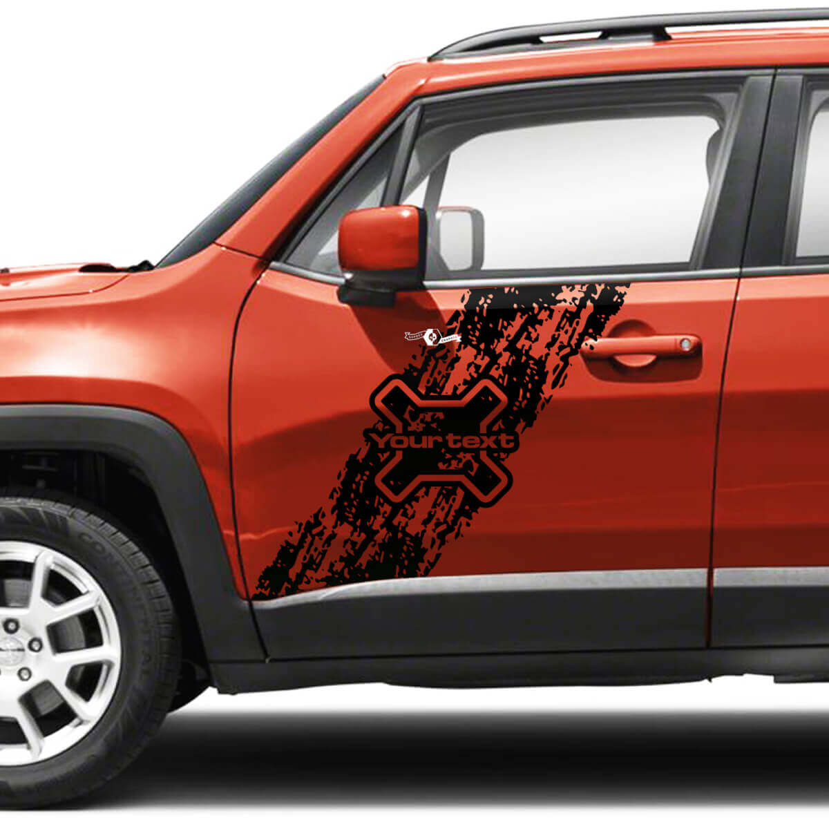 Graphic Battered Destroyed Splash Logo Side Stripe Vinyl Decal Sticker for Jeep Renegade Doors