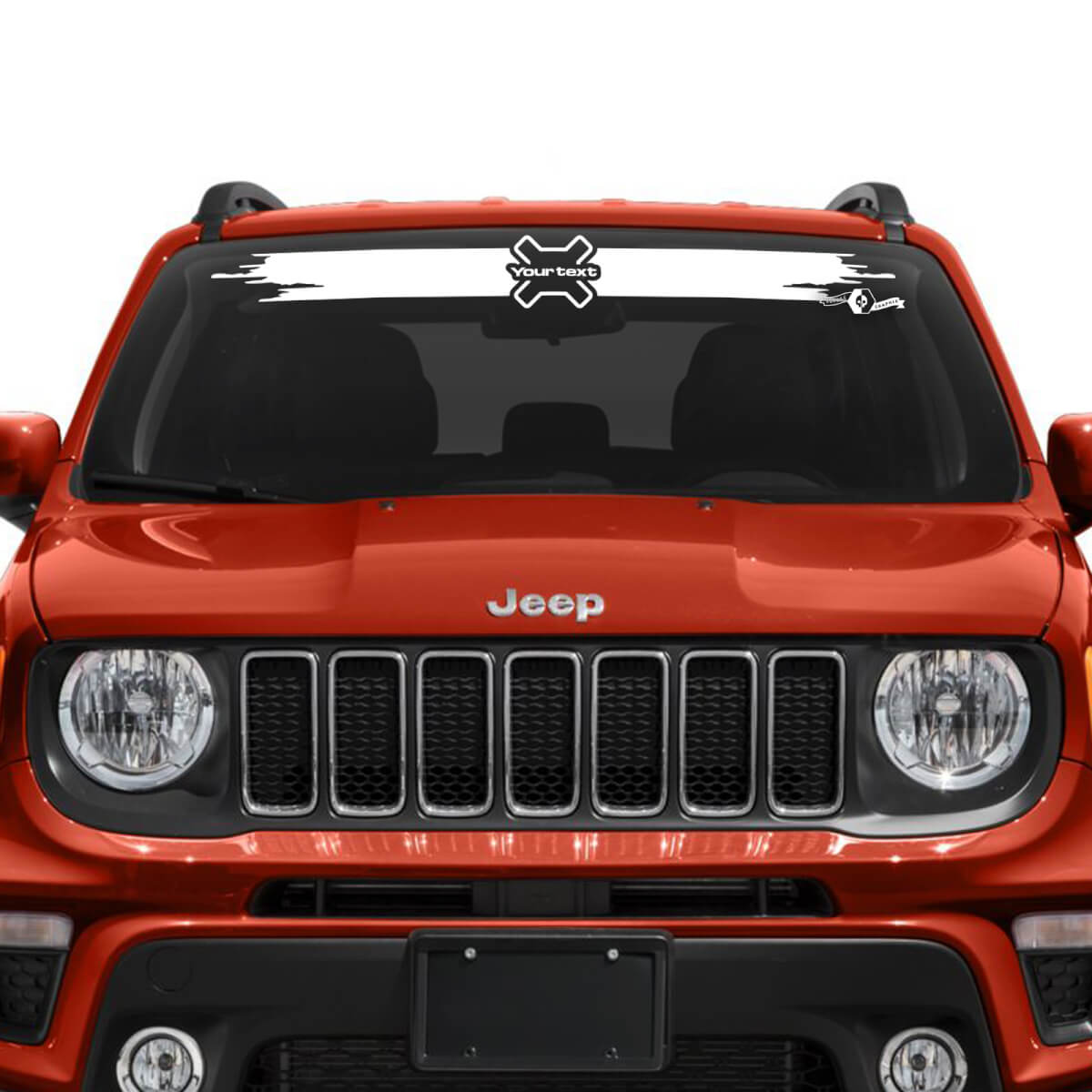 Graphic Battered Destroyed Vinyl Decal Sticker for Jeep Renegade Windshield Window