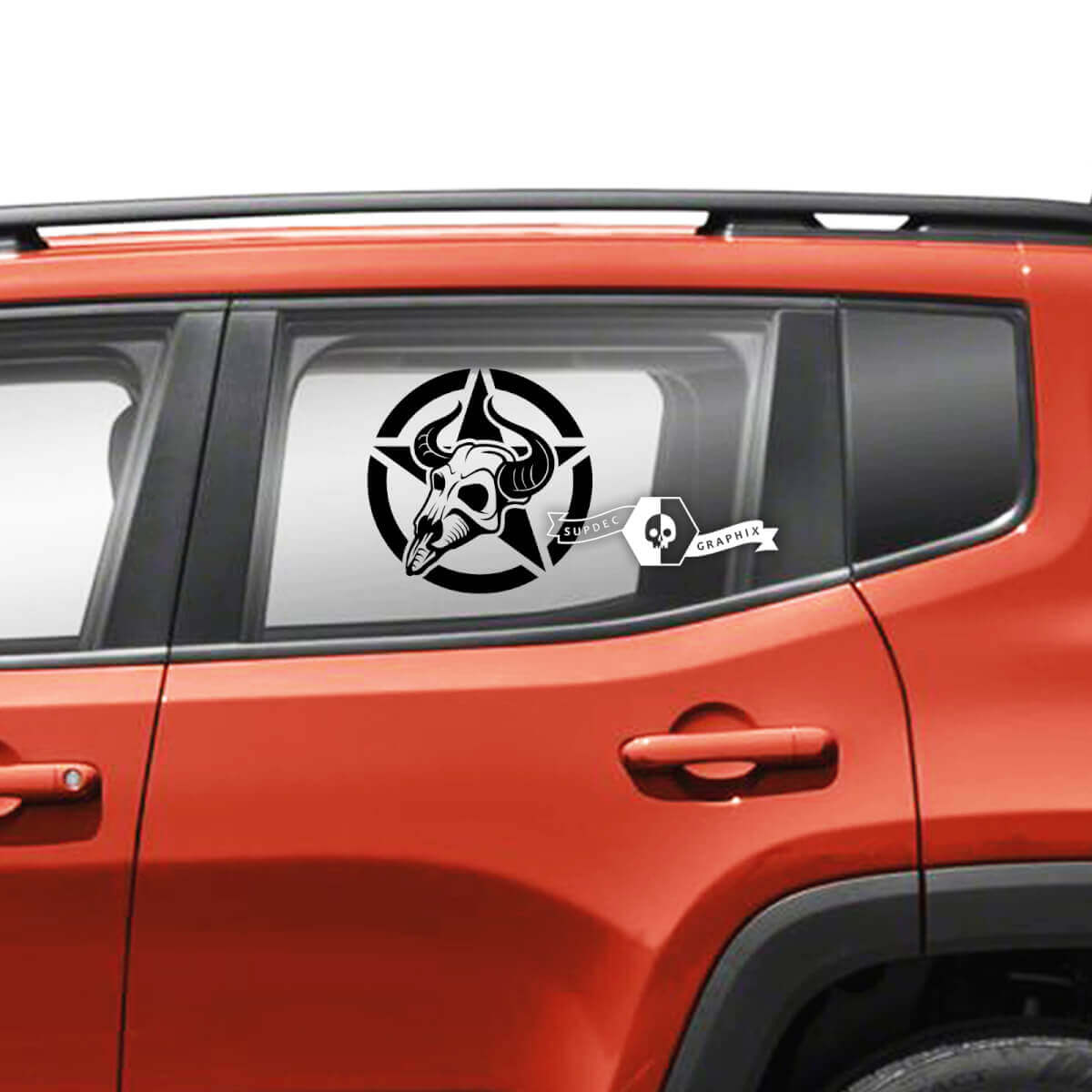 Skull Military Star Doors Window Side Vinyl Decal Sticker for Jeep Renegade