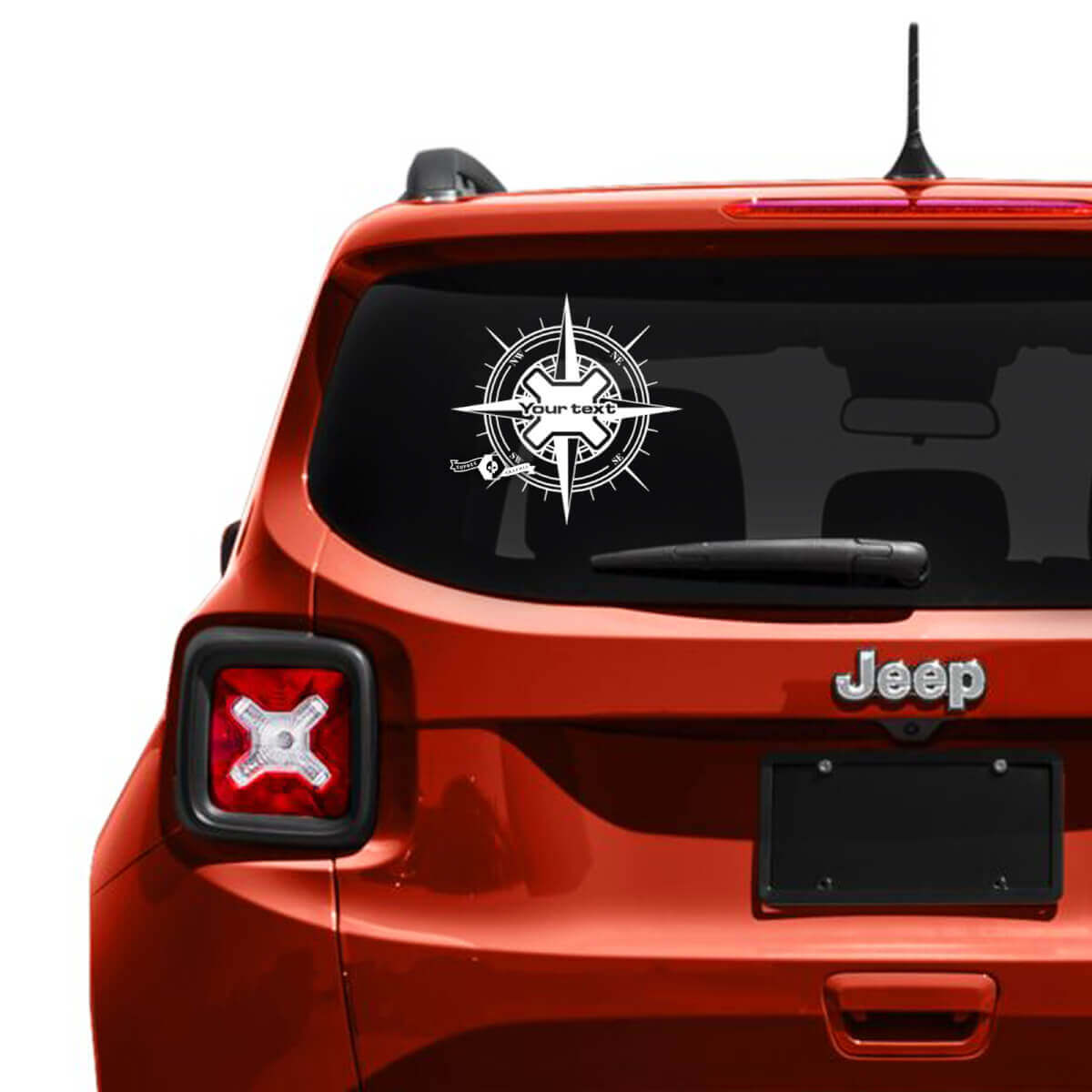 Custom Text Compass Tailgate Window Vinyl Decal Sticker for Jeep Renegade