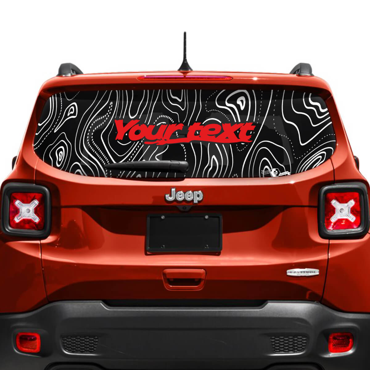 Custom Text Topographic Map Tailgate Window Vinyl Decal Sticker 2 Colors for Jeep Renegade
