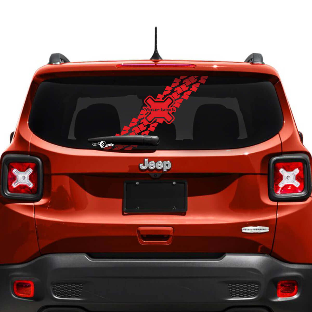 Custom Text Tire Track Tailgate Window Vinyl Decal Sticker for Jeep Renegade