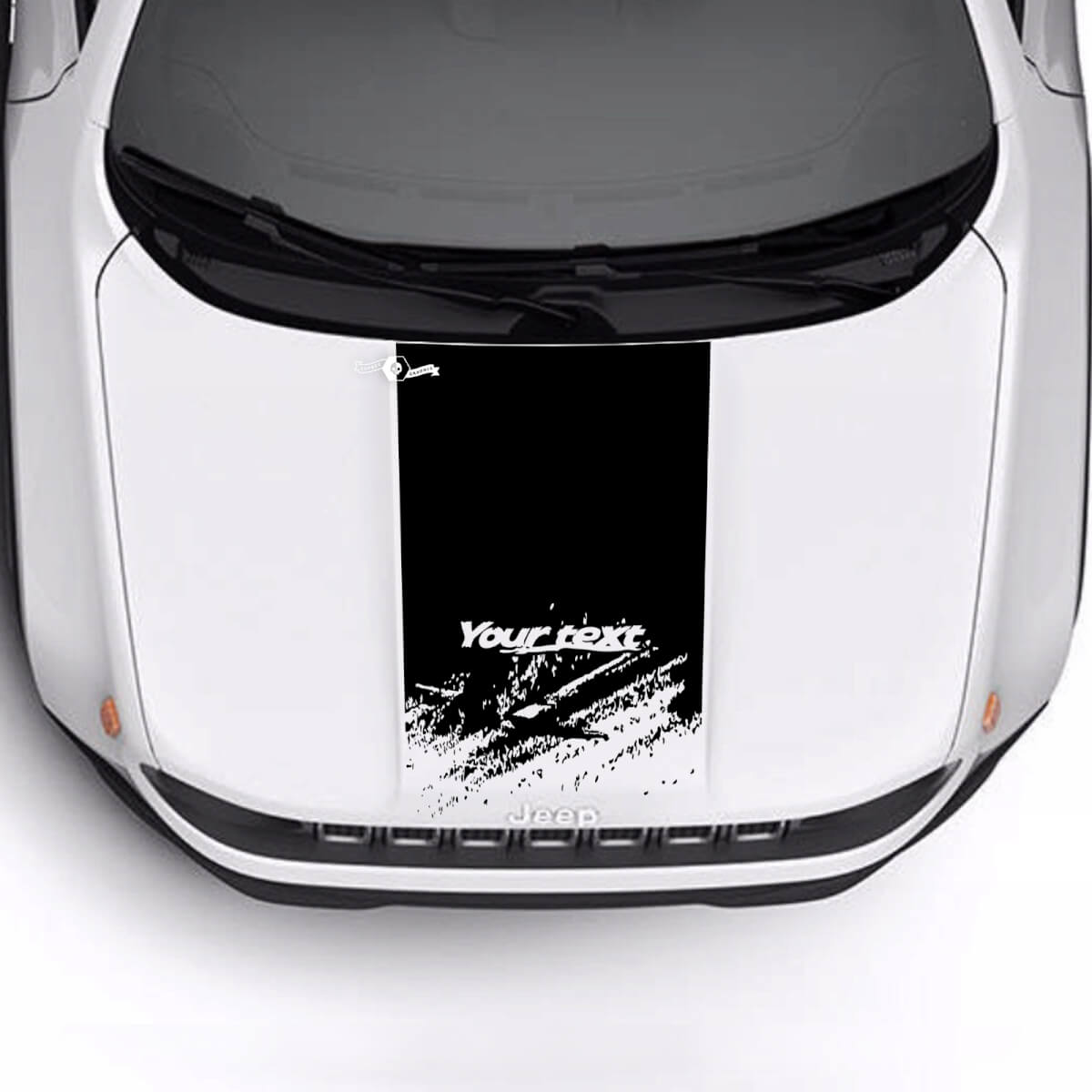 Custom Text Destroyed Battered Hood Logo Stripe Vinyl Decal Sticker for Jeep Renegade Trailhawk 