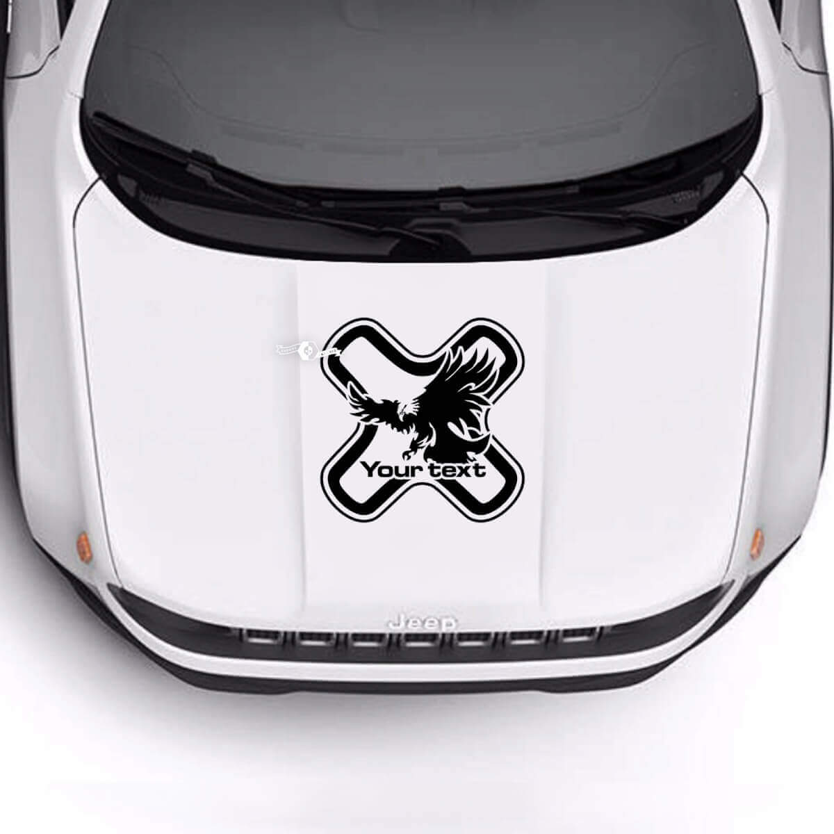 Custom Text Hood Bald Eagle Vinyl Decal Sticker 2 for Jeep Renegade