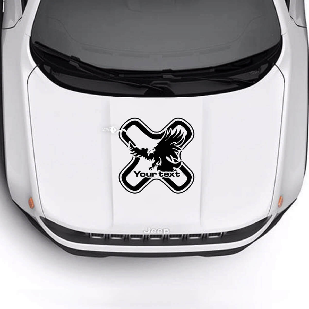 Custom Text Hood Bald Eagle Vinyl Decal Sticker for Jeep Renegade Trailhawk